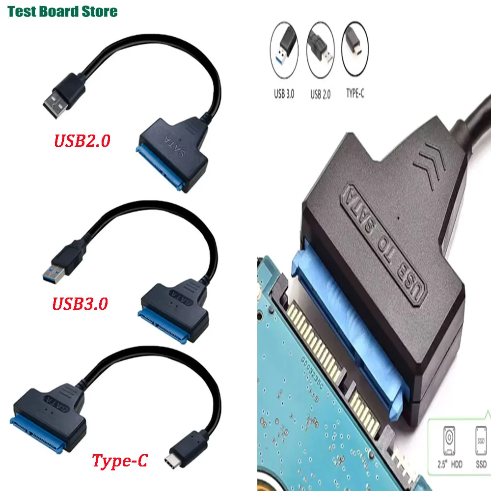 

1PCS SATA to USB 3.0/2.0/Type-C Cable Up to 6 Gbps for 2.5 Inch External HDD SSD Hard Drive SATA 3 22 Pin Adapter