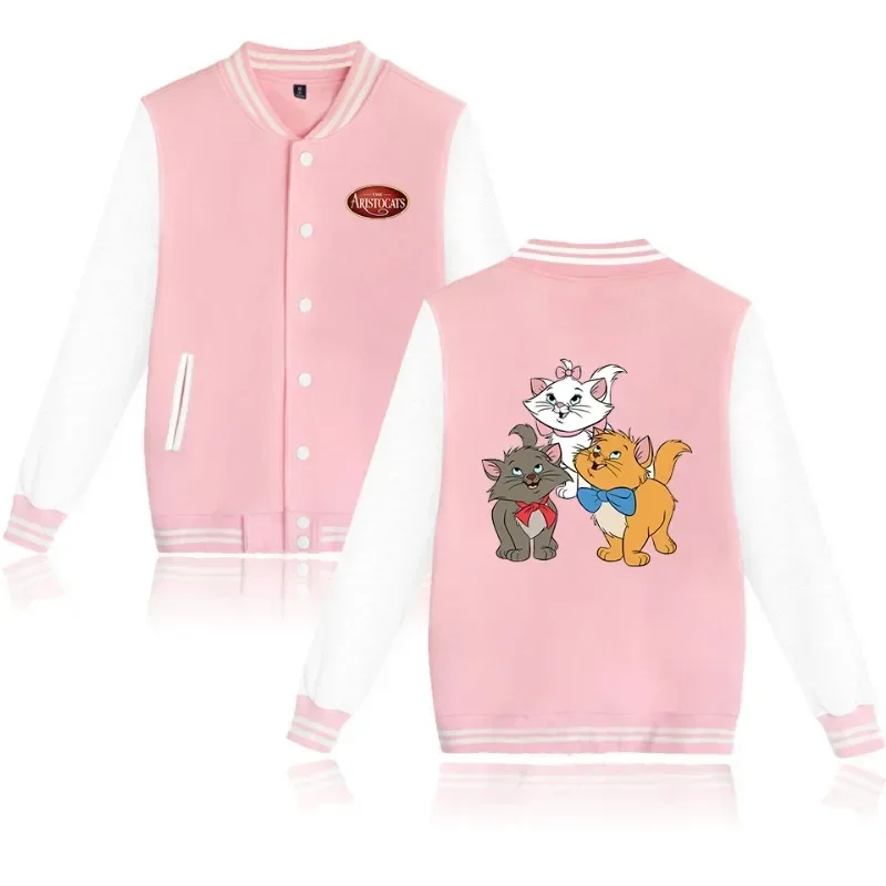 Disney Marie Cat Cute Cartoon Woman Jacket Y2K Kawaii Anime The Aristocats primavera autunno New Loose Sports Baseball Uniform Gifts