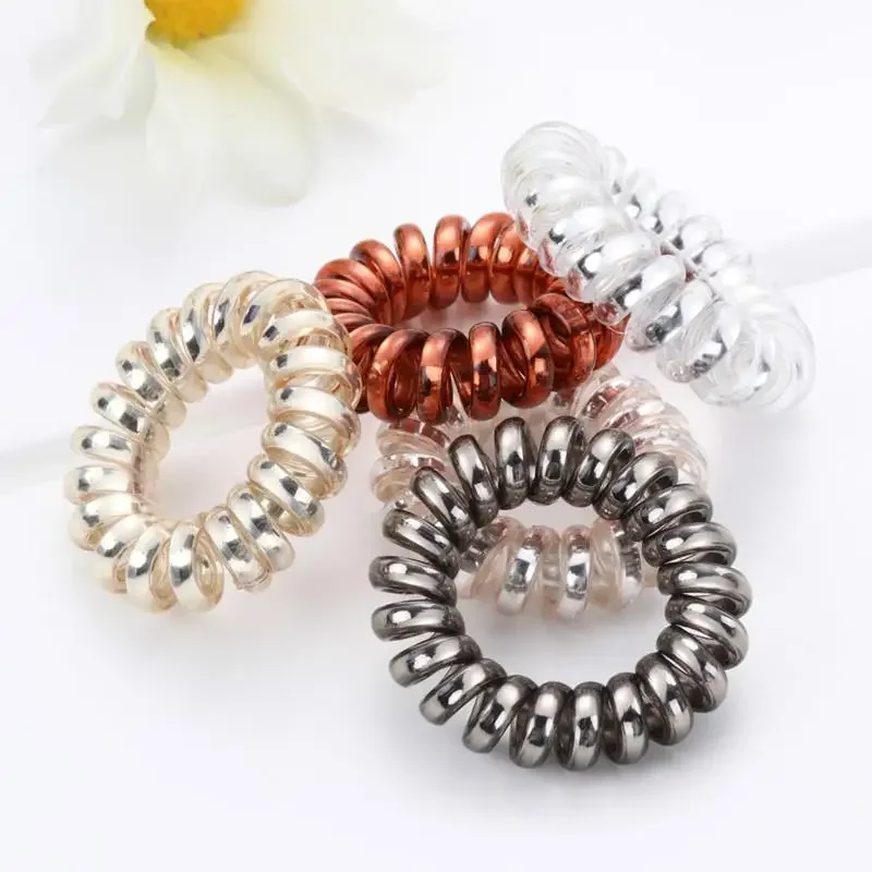 

5 pcs Multicolor Elastic Hair Bands Spiral Shape Ponytail Ties Gum Rubber Band Rope