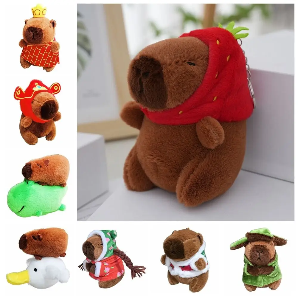 ของเล่นการ์ตูน capybara หมวก capybara ของเล่นน่ารักจี้รูปการ์ตูน capybara headgear capybara ตุ๊กตาสัตว์ยัดไส้นุ่ม