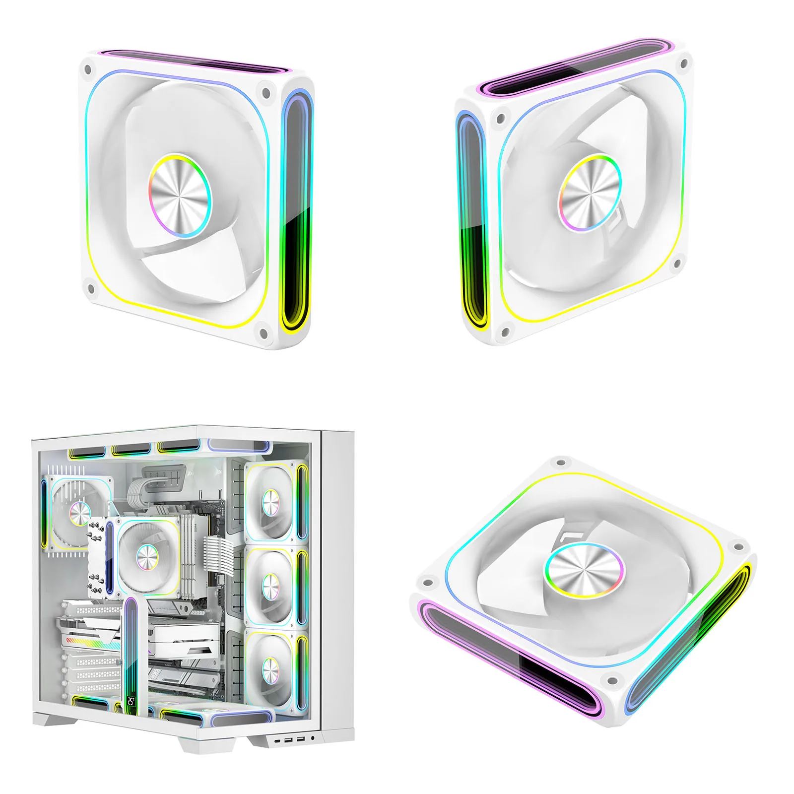 

120mm Low Noise Ventilador Cooler Fan with 25 LED Lights Low Noise Computer Fans Suitable for Most PC Cooling Systems