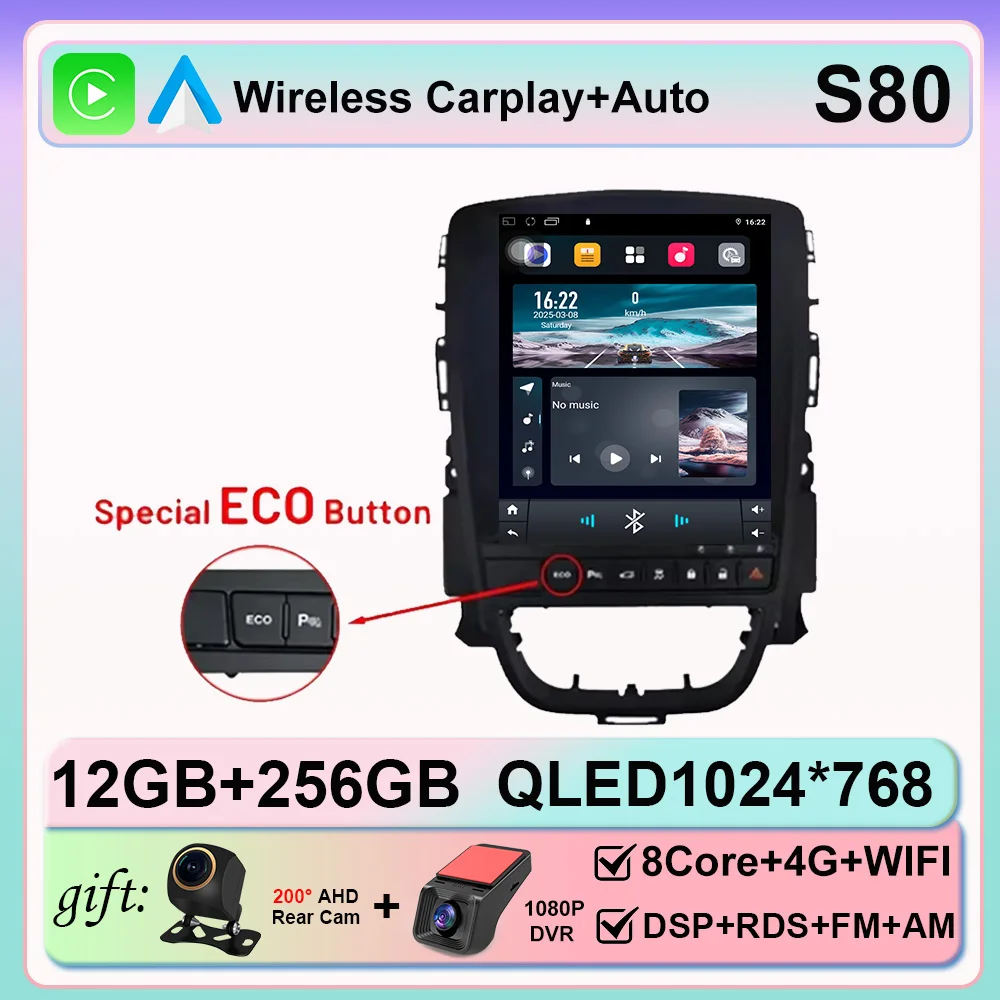 Android 16 Carplay voor Opel Astra J Cascada Buick Verano Excelle 2009-2015 Autoradio Auto Navigatie Multimedia Speler