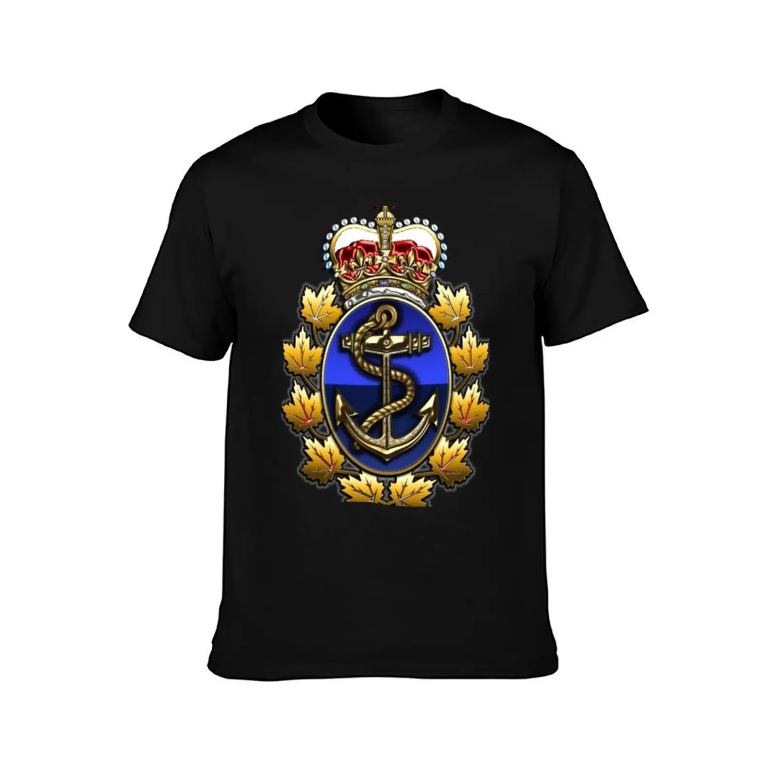 Canadian Forces Naval Operations Badge T-Shirt, Summer Casual Cotton Tee, Oversized Streetwear Tops, Vintage Graphic Print
