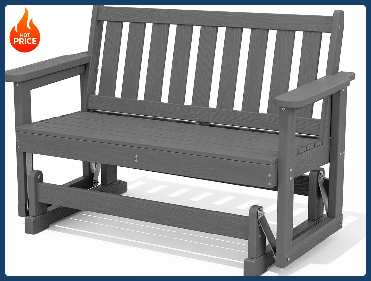 

Bestseller[Limited Time Offer!]Outdoor Glider Rocking Chair, HDPE All-Weather Resistant 2-Person Loveseat, Outdoor Rocking Bench