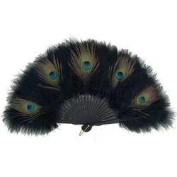 Chinese Feather Fan Peacock Palace Large Feather Folding Hand Fan Wedding Party Cosplay Dance Fan Home Decoration Abanicos