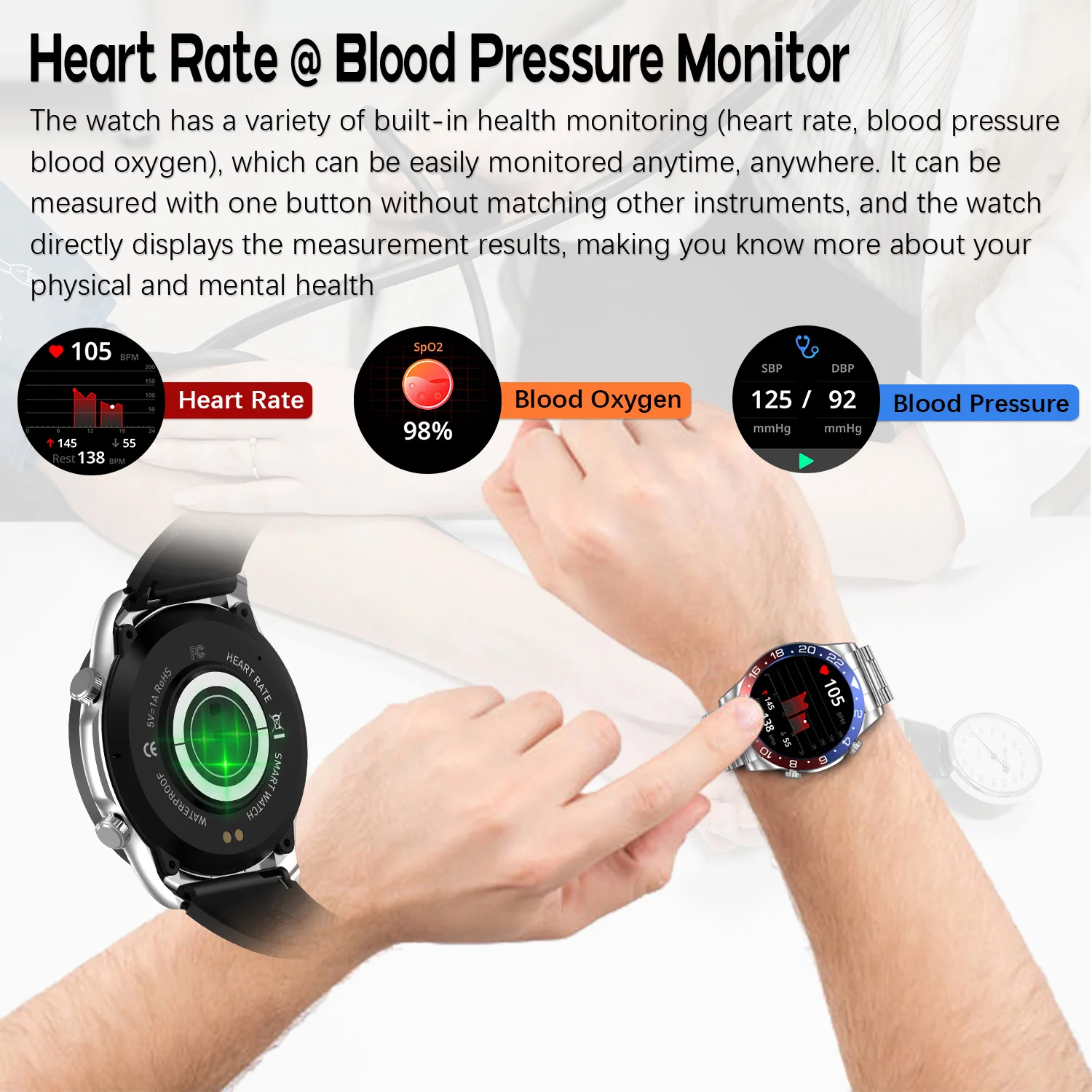 466*466 New Smart Watch Men Bluetooth call Heart rate waterproof watch 100+ sports weather Women watch NFC AMOLED for IOS XIAOMI