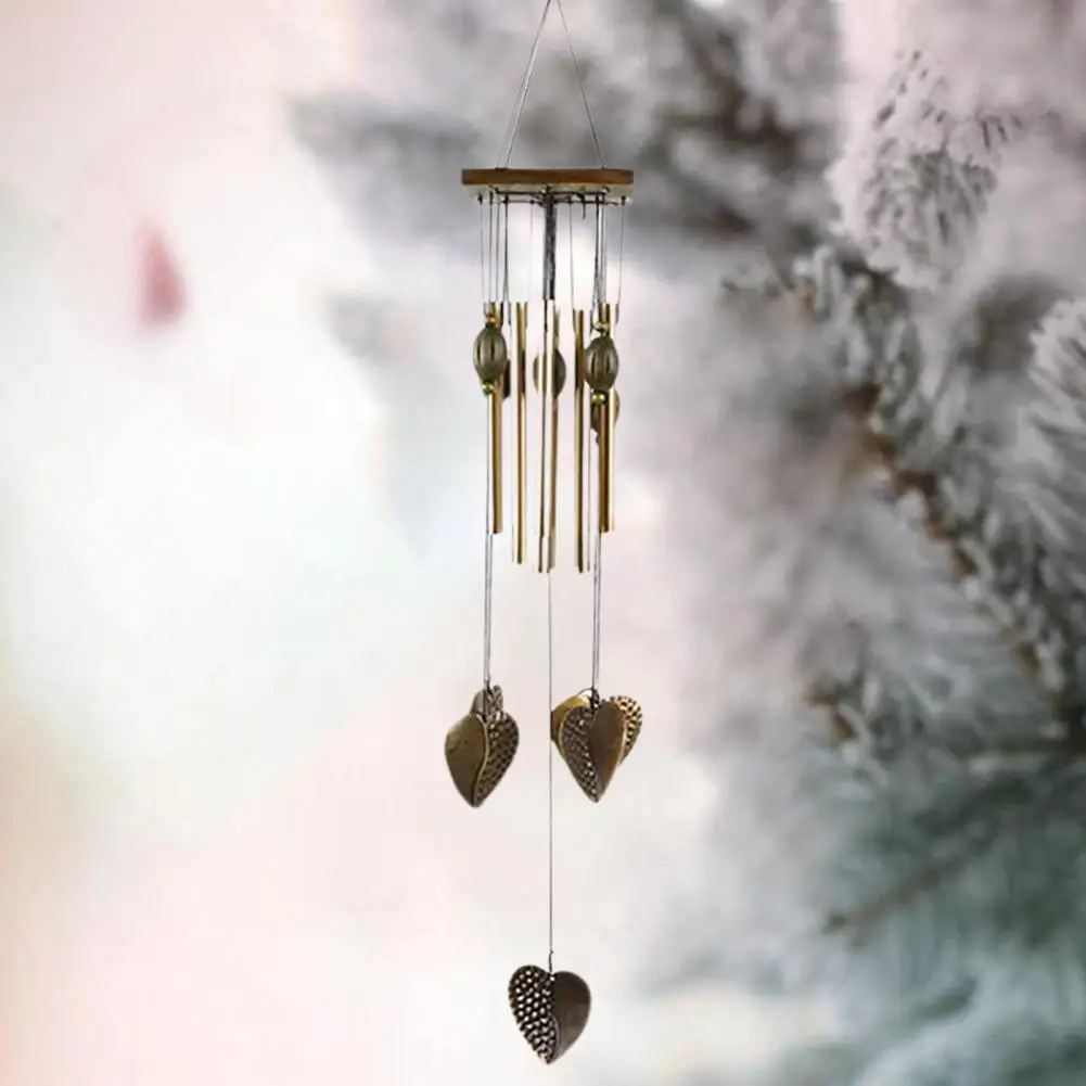 Dropshipping!! Anti-corrosion Wind Chime with Heart Pendant Metal Garden Windchimes Bell for Home Decor