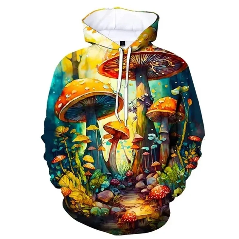 Magic Mushrooms Colorful Essentials Hoodie For Men's Clothes Oversized Hooded Coat Hip Hop Street Fashion Fun 2026 New Hoodies