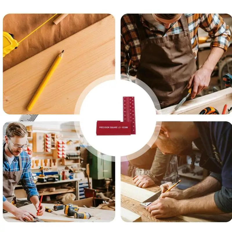 Rahmen quadratisches 4-Zoll-Lineal aus Aluminium legierung in l-Form Holz bearbeitungs werkzeugen mit hoher Genauigkeit 90-Grad-Tischlermessung