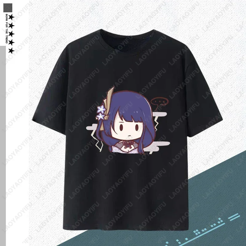 Genshin Impact Fans T-shirt Cute Cartoon Raiden Shogun Yae Miko Graphic T Shirt Summer Streetwear Hipster Soft Unisex Tops Tees