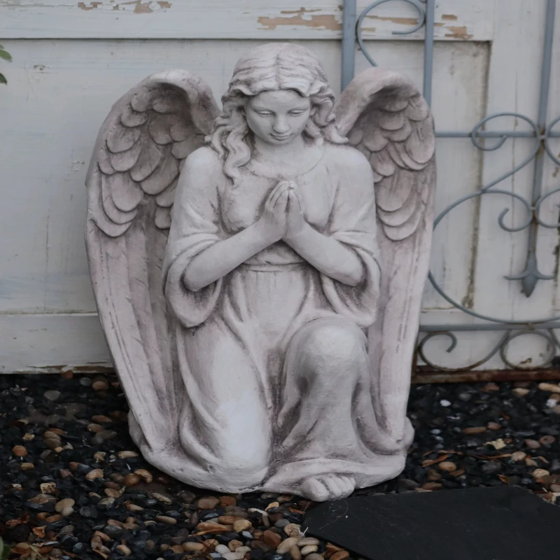 Retro European Angel Sculpture for Garden Patio Wedding Photography Decoration Eco Friendly Magnesium Oxide Religious Figurine