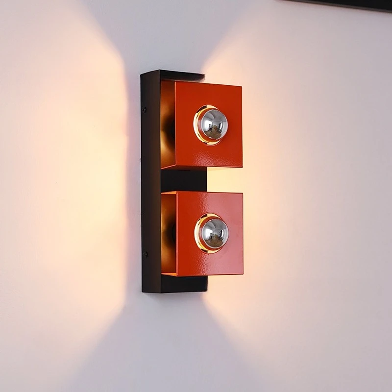 

Middle Bauhaus Living Room Background Wall Double Headed Wall Lamp Creative Retro Bedroom Study Dining Room Lamp Aisle Lamp