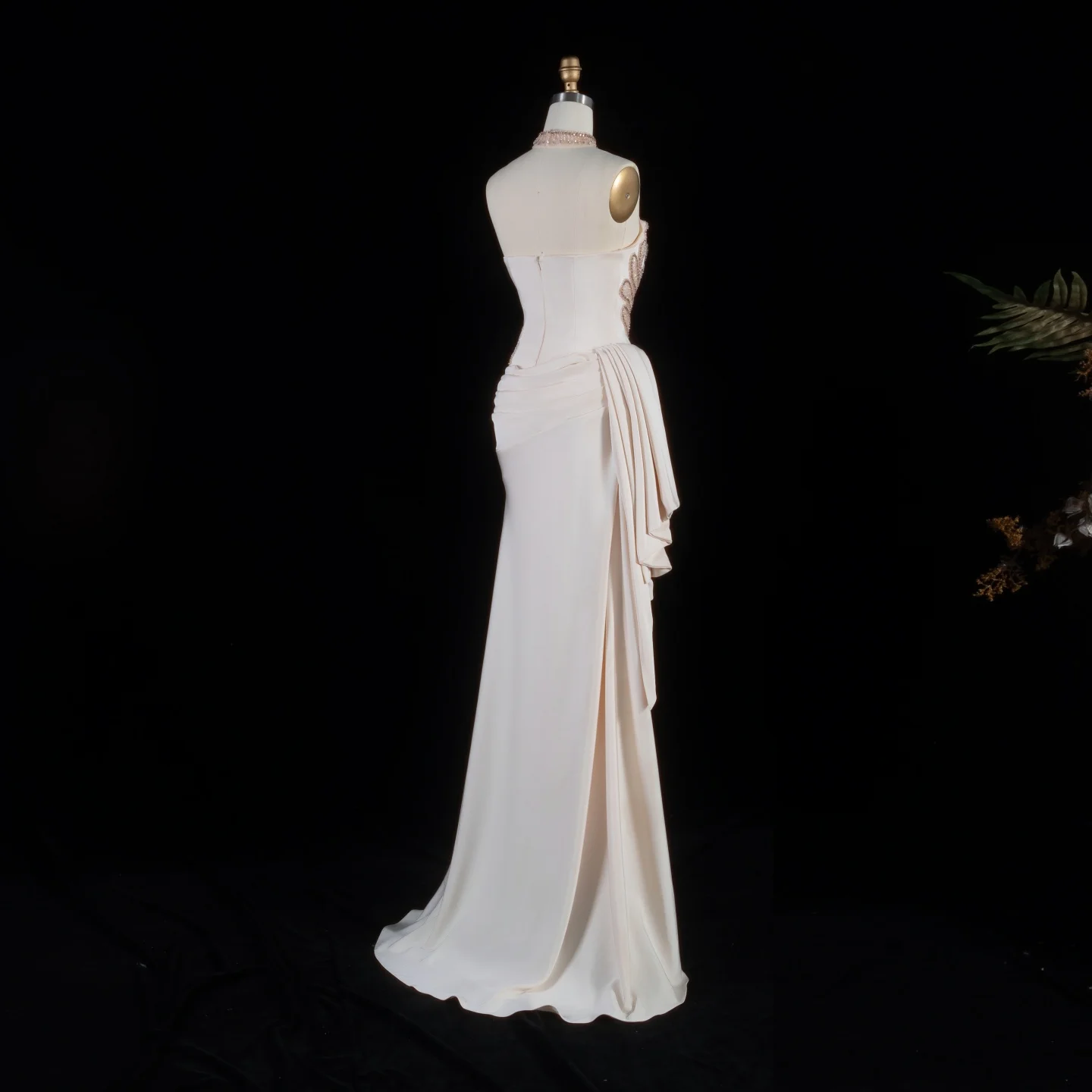 Sharon Said Elegantes Langes Formelles Abendkleid Luxuriöses Perlenbesetztes Plissiertes Damenkleid für Hochzeitsgäste Arabisches Kleid SS242 Maßanfertigung – Detail 10