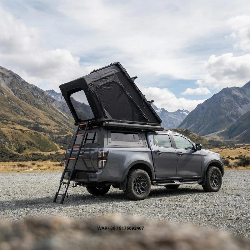 2.1m Triangle Roof Top Tent Waterproof 280G Polycotton PU 3000mm Aluminum Hard Shell for SUV Truck with 5cm Mattress