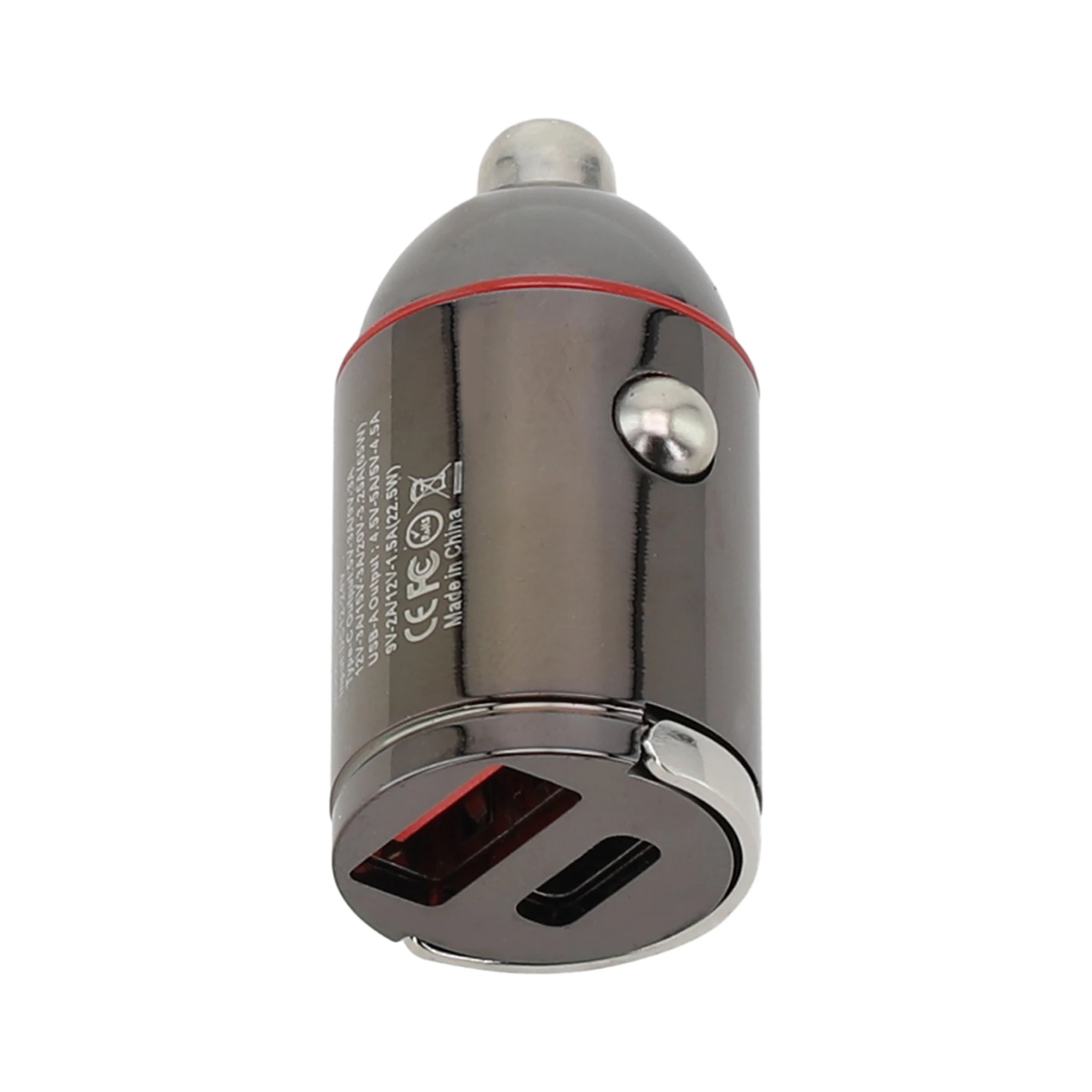 Compact Dual USB Car Charger, Fast Charge Adapter, Aluminium Alloy+ABS Construction, Excellent Heat Dissipation