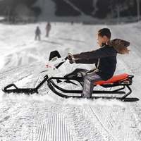 Classic Youth Sledge with Brakes Steering Sledge with 2 Foot Brakes Red Automatic Drawstring Independent for Ski Resorts