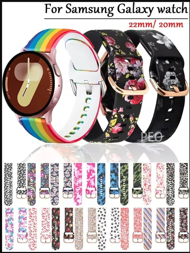 20-22mm band For Samsung Galaxy watch 7/5/4/6 Classic/5 pro/Active 2 Silicone Printing bracelet Huawei GT 4-2e-3 pro watch strap