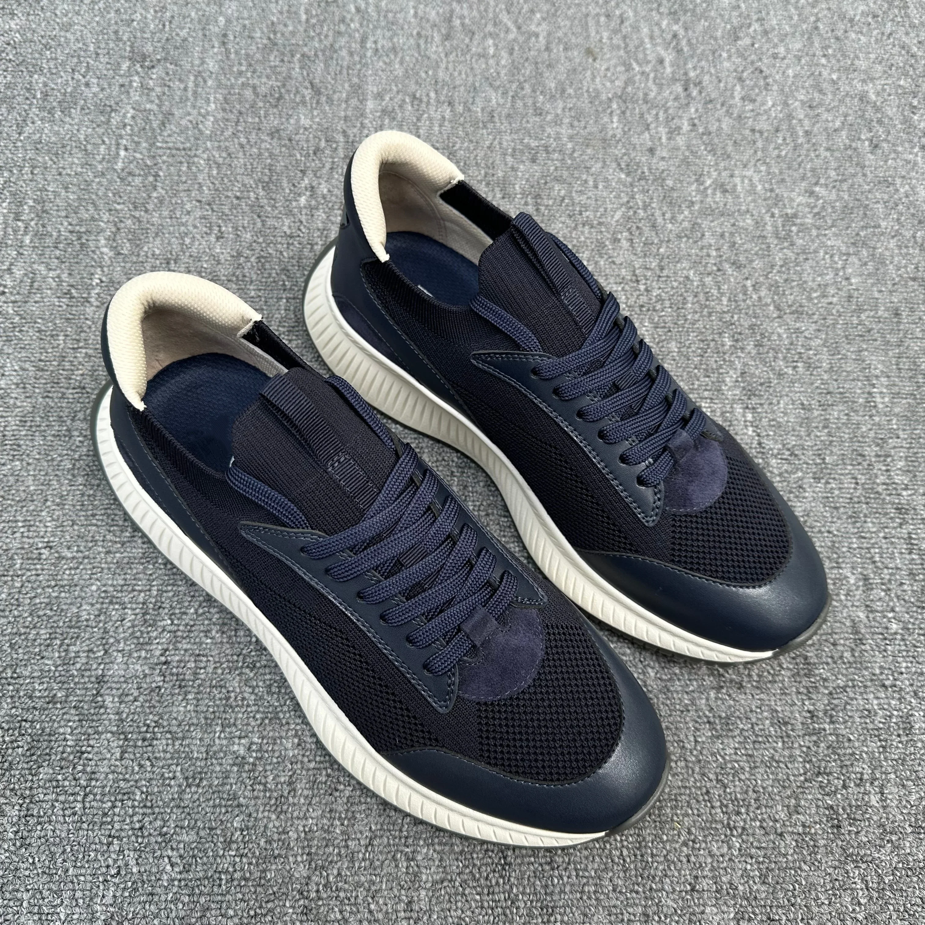 Summer Breathable Sports Casual Shoes For Men, Thick Sole Height Increasing Lace Up Comfort Versatile Mesh Running Sneakers