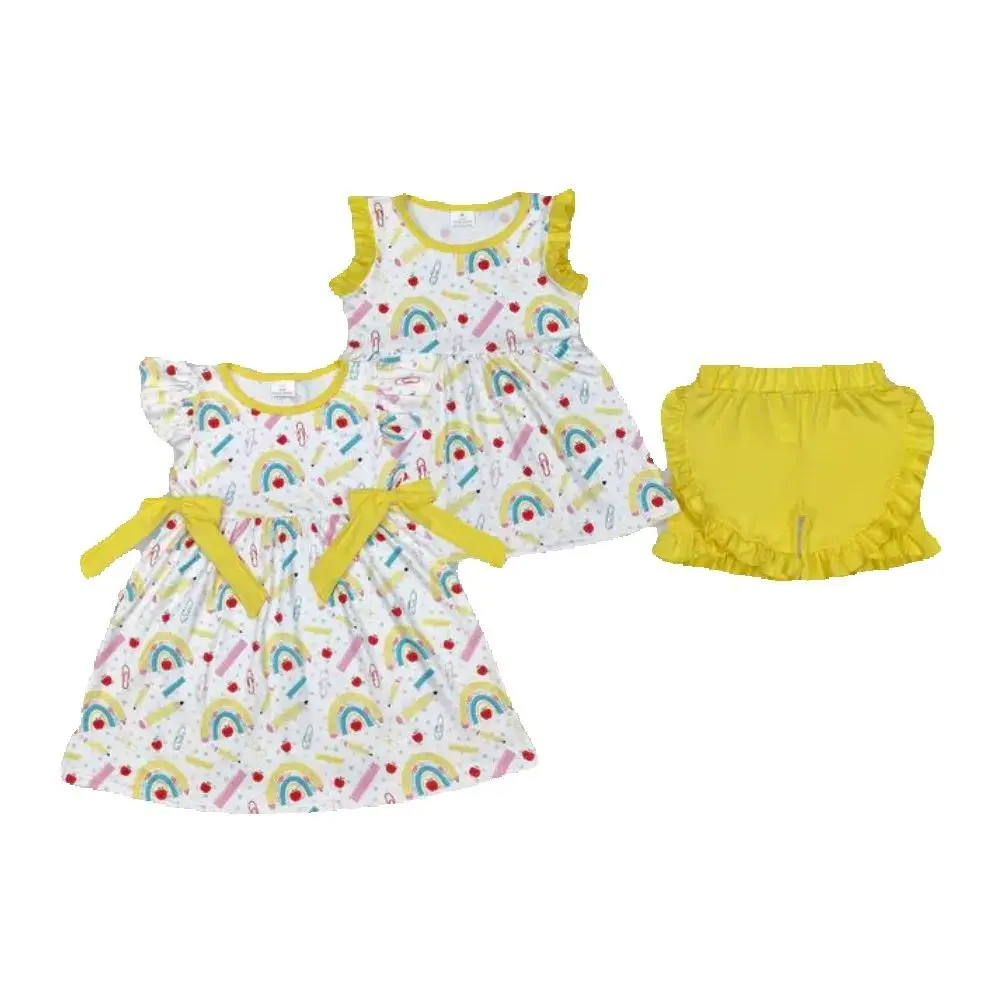 

Baby clothing back Sibling Baby Girls Rainbow Back-to-School Dresses Outfit Set Cute Toddler Girls Clothing Set for Kindergarten