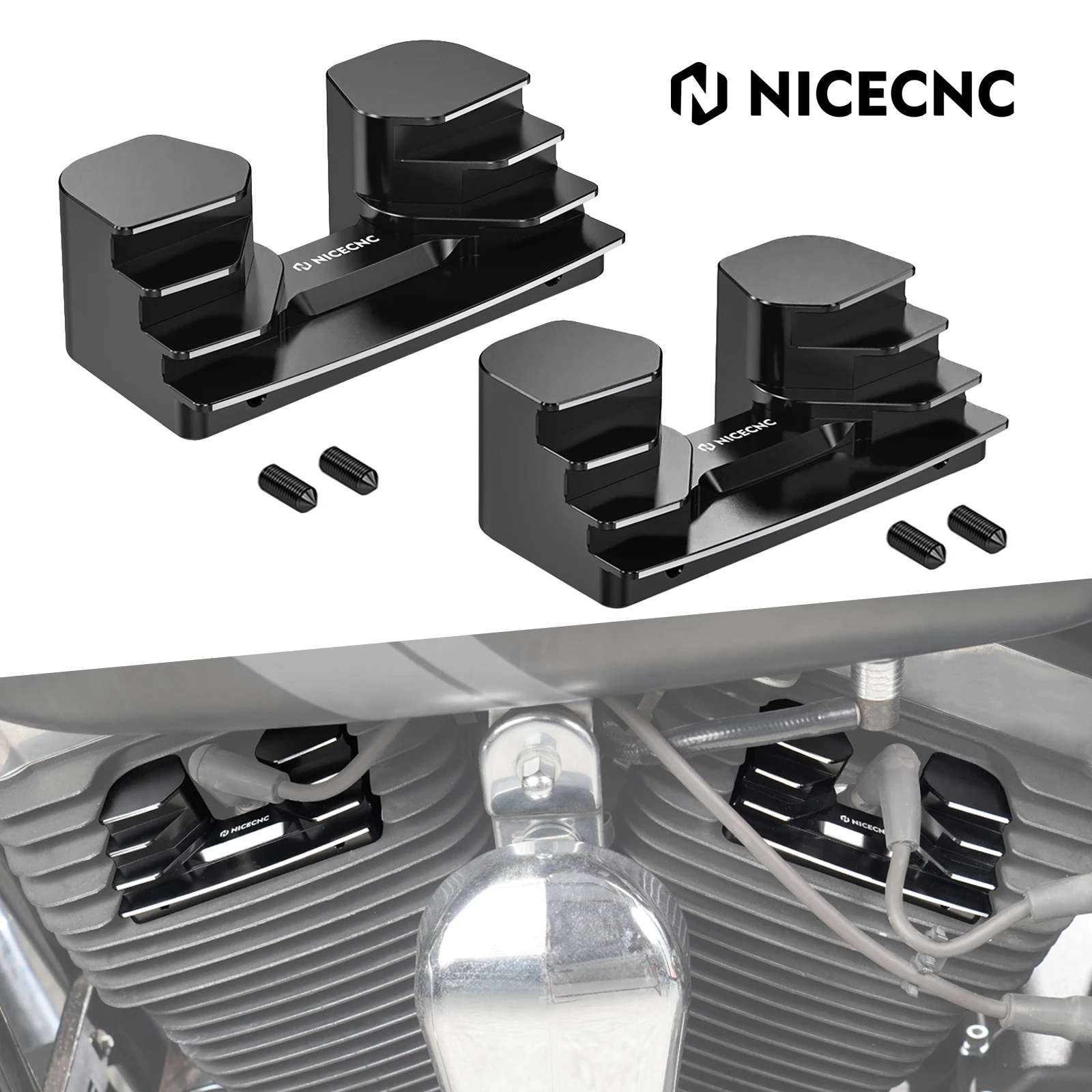 

For Harley Dyna Fat Bob Low Rider Street Bob Switchback Super Glide FXD Wide Glide Big V-twin Engine Finned Spark Plug Covers