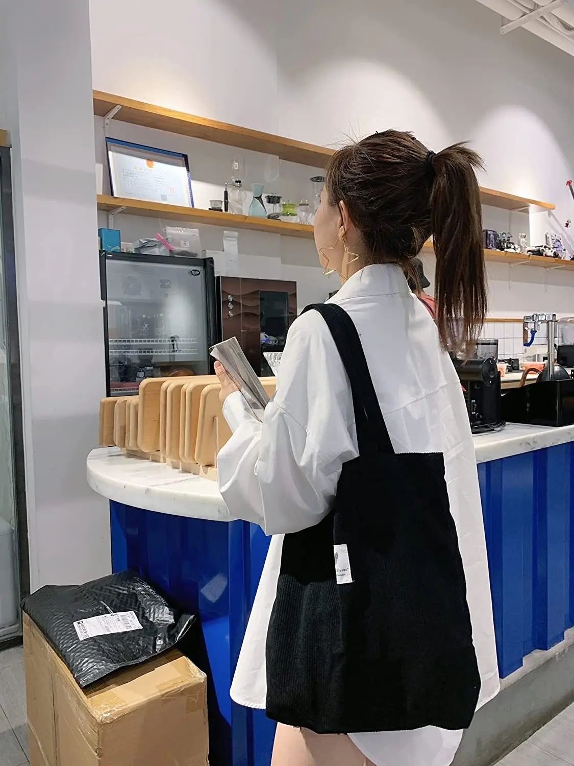 JIOMAY 2025 Damen Cord-Shopper-Tasche Stilvolle Tragetasche - Langlebige Casual Große Einkaufstasche mit Hoher Kapazität Perfekt für den Täglichen Gebrauch – Detail 14