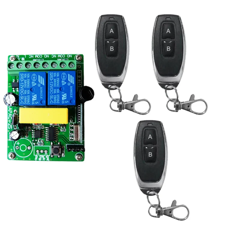 433mhz Rf Remote Control Relay 220V 2CH Radio Receiver and Universal Transmitter,for Control Garage Door Led Home Appliance