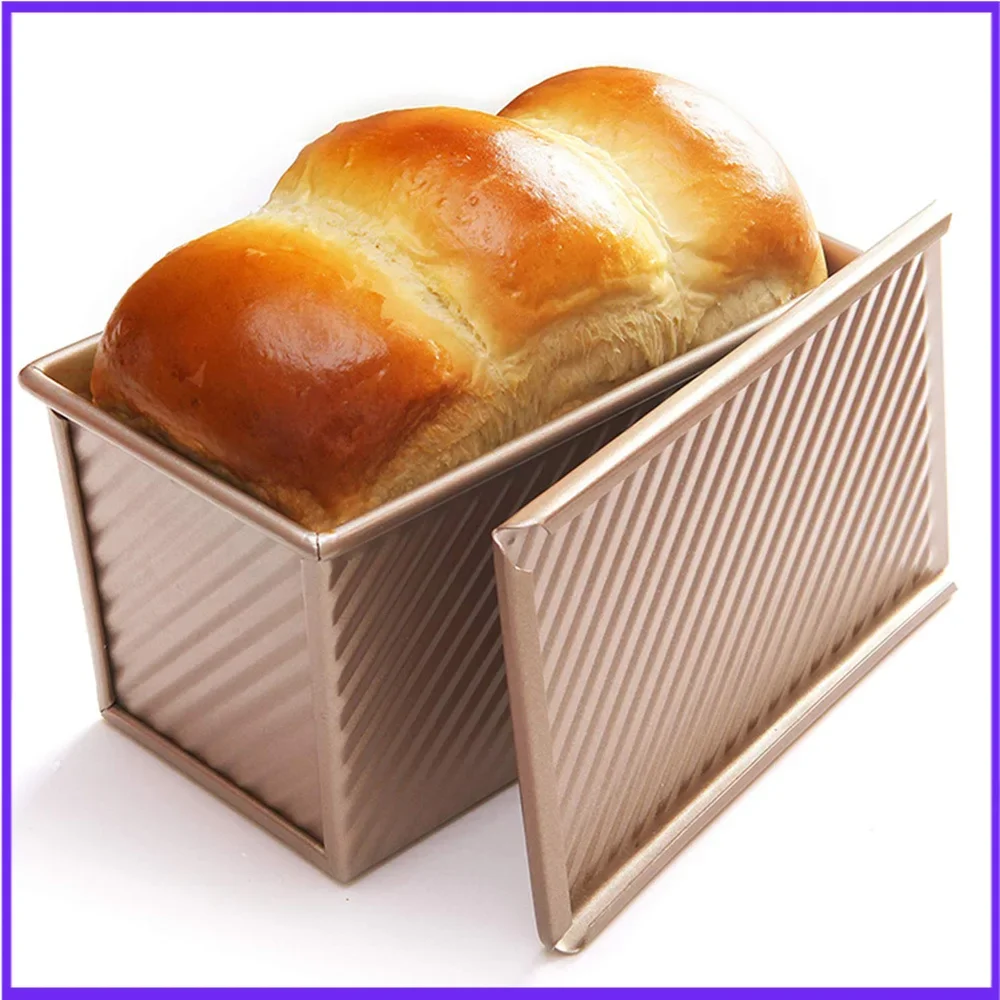 

450gLoaf Pan With Cover Bread Baking Mould Cake Toast Non-Stick Toast Box with Lid Gold Aluminized Steel Bread Mould Bread Mold