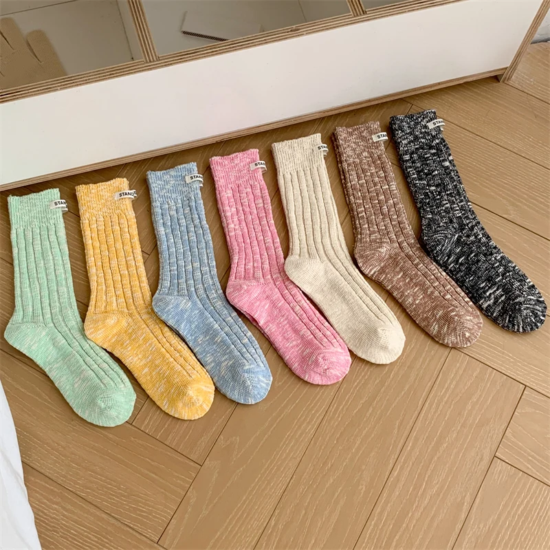 Women\'s Socks Korean Style New Winter Colorful Socks Female Breathable Warm Fresh Fashion Casual Crew Socks For Girls Street