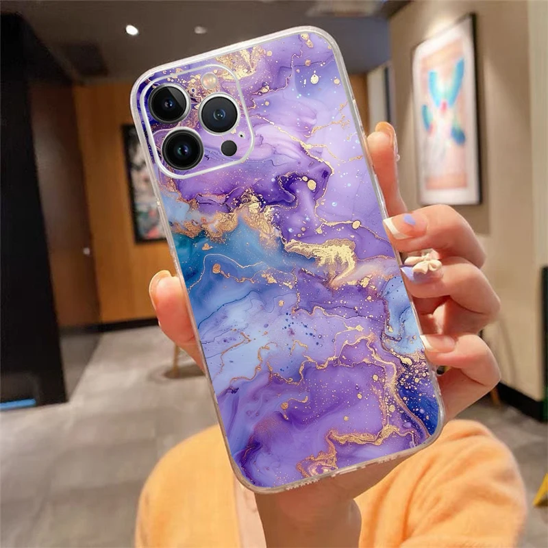 

Phone Case Carcasa Funda For iPhone 17 Pro Max Air 16 15 14 13 Pro Max 15 16 Pro 15Plus Marble Case