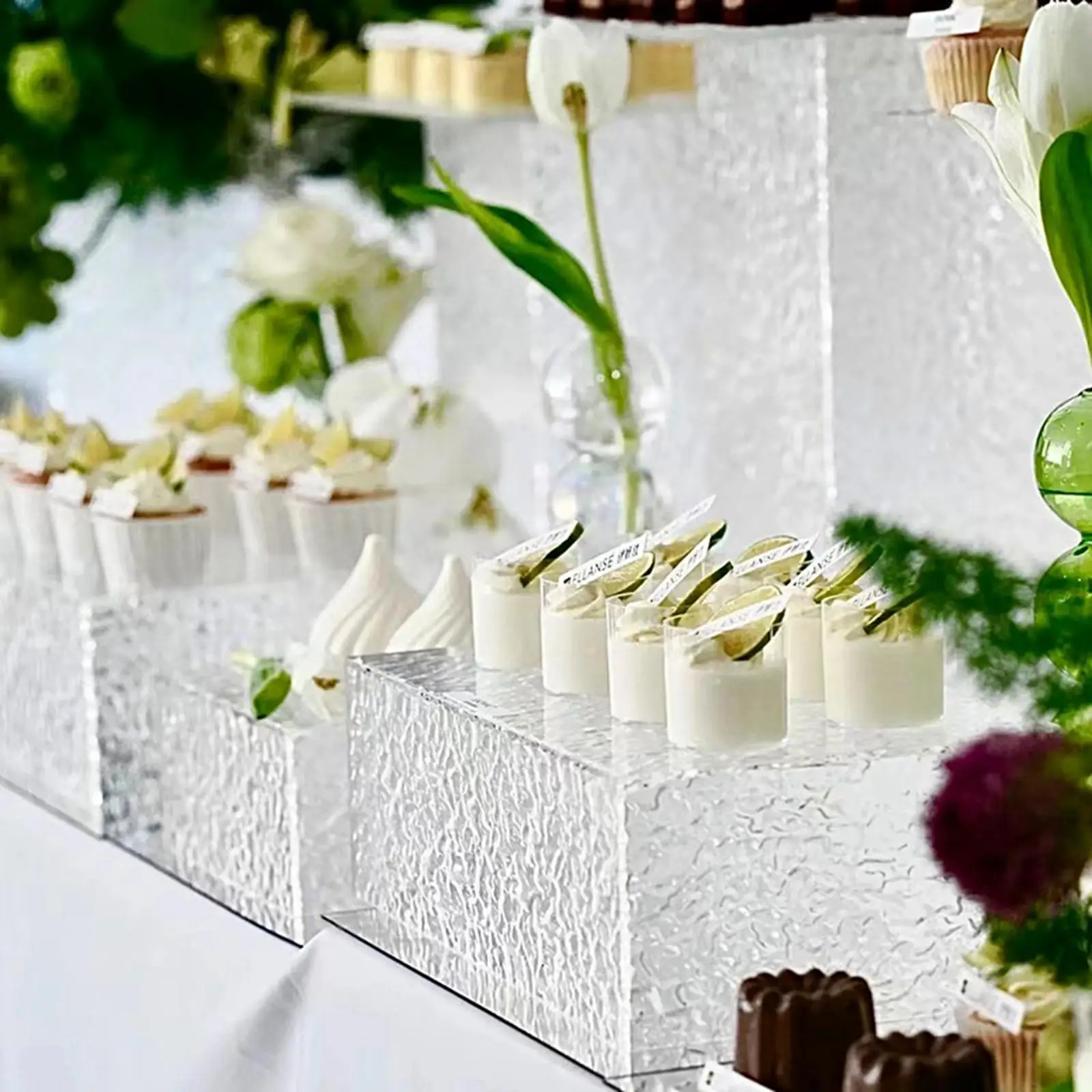 8x Food Service Display Risers Clear Acrylic Boxes Transparent Cube Boxes Parties Bread Display Stands for Candy Jewelry Cake