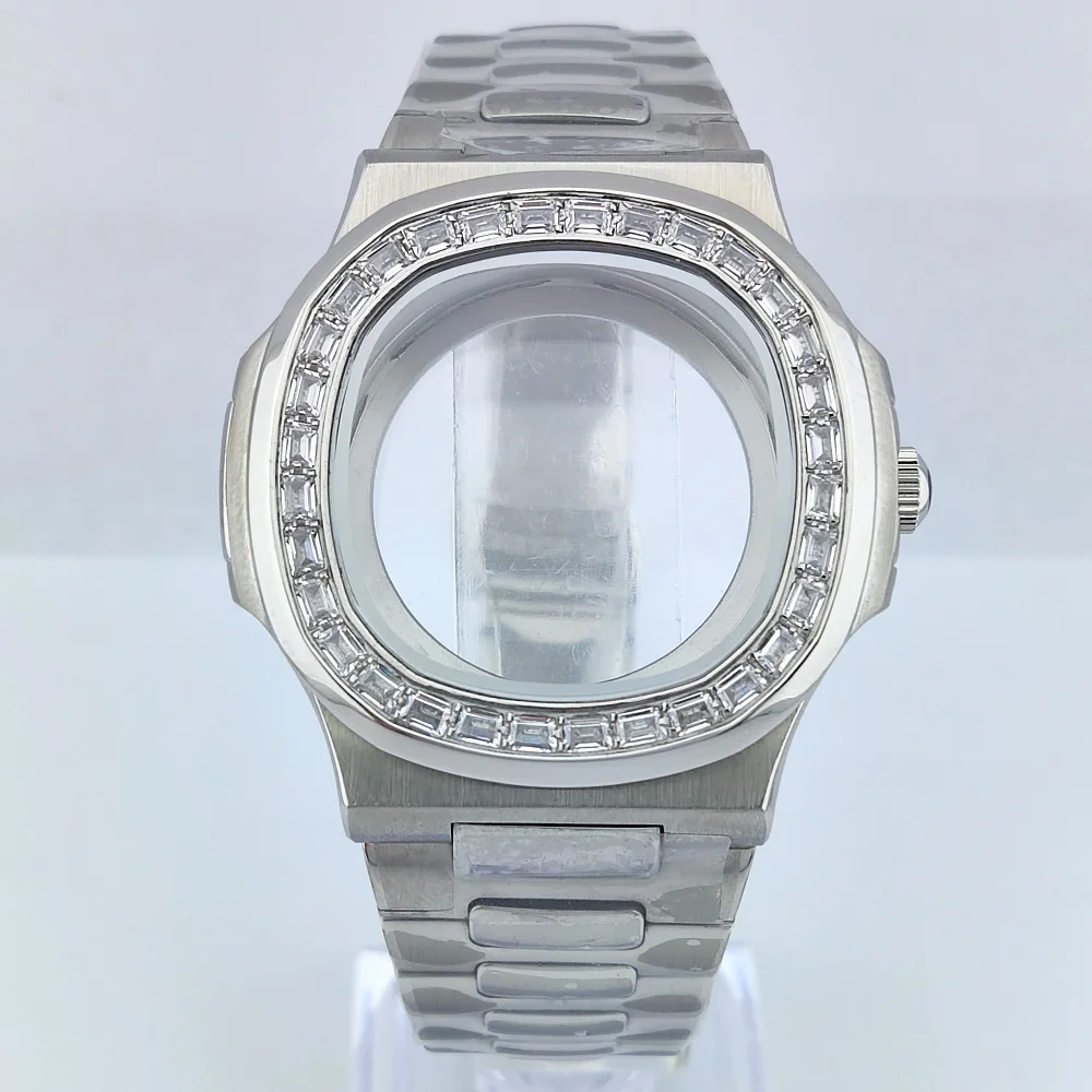 39mm Case Diamond Gemstone Case NH35 Watch Case Stainless Steel Sapphire Glass Case Suitable For NH35/36 Movement