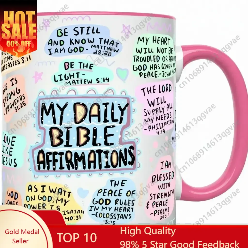 

My Daily Christian Mug 11oz with Bible Verse and Scripture for Christmas Halloween Birthday Gift Jesus Christ Bible Positive