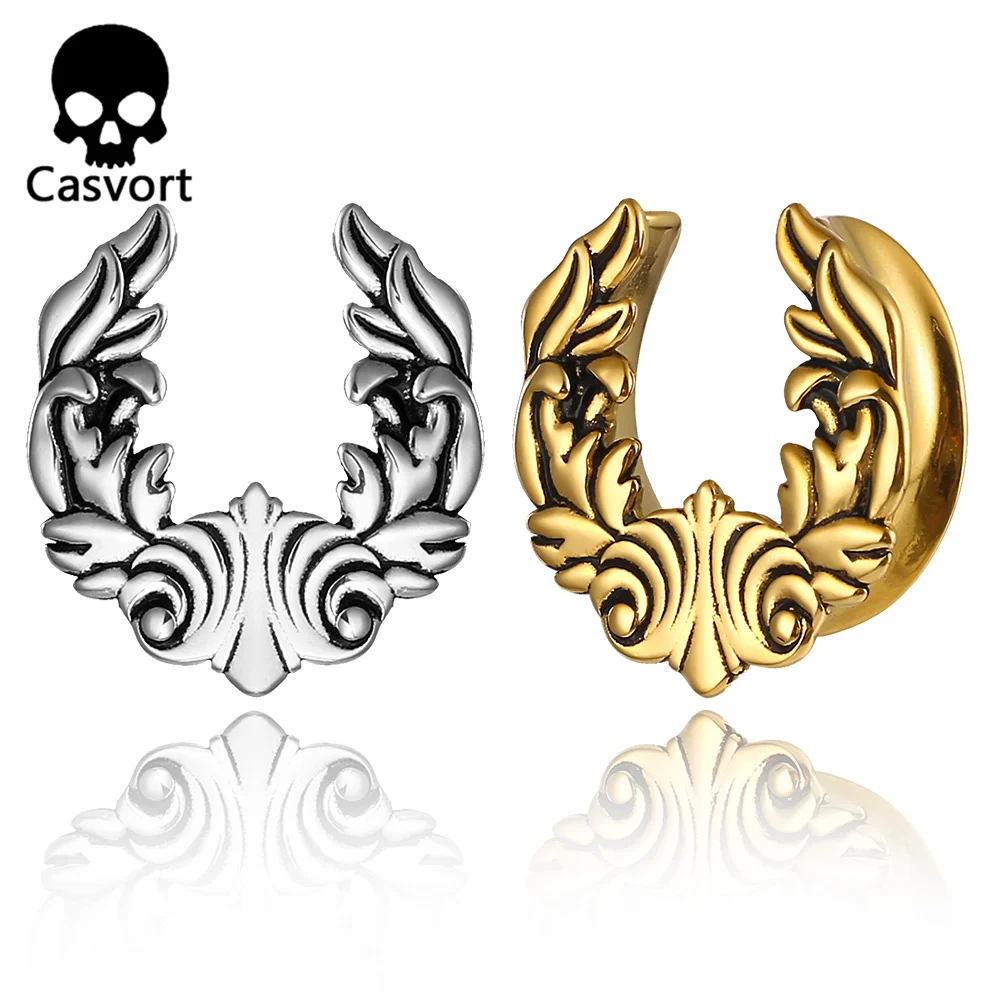 

Casvort 2PCS 316 Stainless Steel Saddle Ear Tunnels Plugs Expander Stretchers Piercing Body Jewelry Earrings Dilations