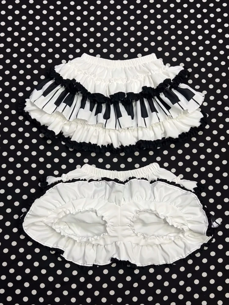 

Новые женские пышные юбки в стиле Y2K: японский панк, дизайн Harajuku, винтажный уличный стиль, с принтом клавиш пианино, для весеннего образа