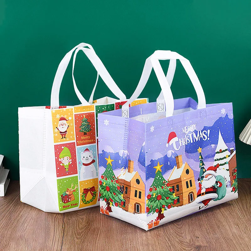 Weihnachts-Einkaufstasche mit Griffen, Weihnachtsmann, Schneemann, Süßigkeiten, Geschenkverpackung, Tasche, Frohe Weihnachten, Neujahr, Party, Dekoration, Noel-Einkaufstasche – Detail 7