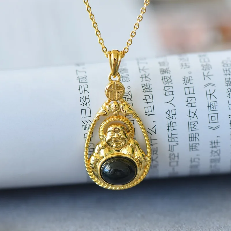 Copper Inlaid Sapphire Grace Gong Fashion Pendant Women's