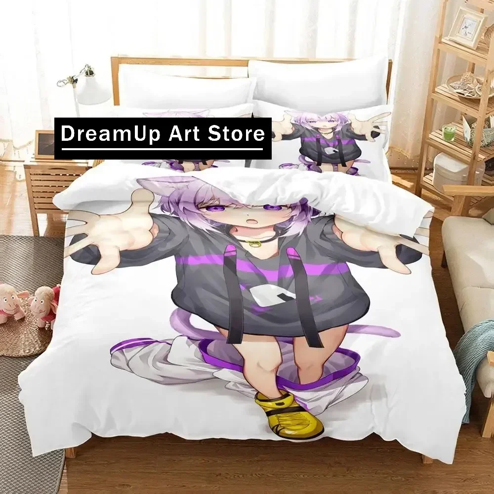 

3D Print Fashion Hololive Neko Mata Okayu Bedding Set Boys Girls Twin Queen Full Size Duvet Cover Pillowcase Bed Adult Bedroom