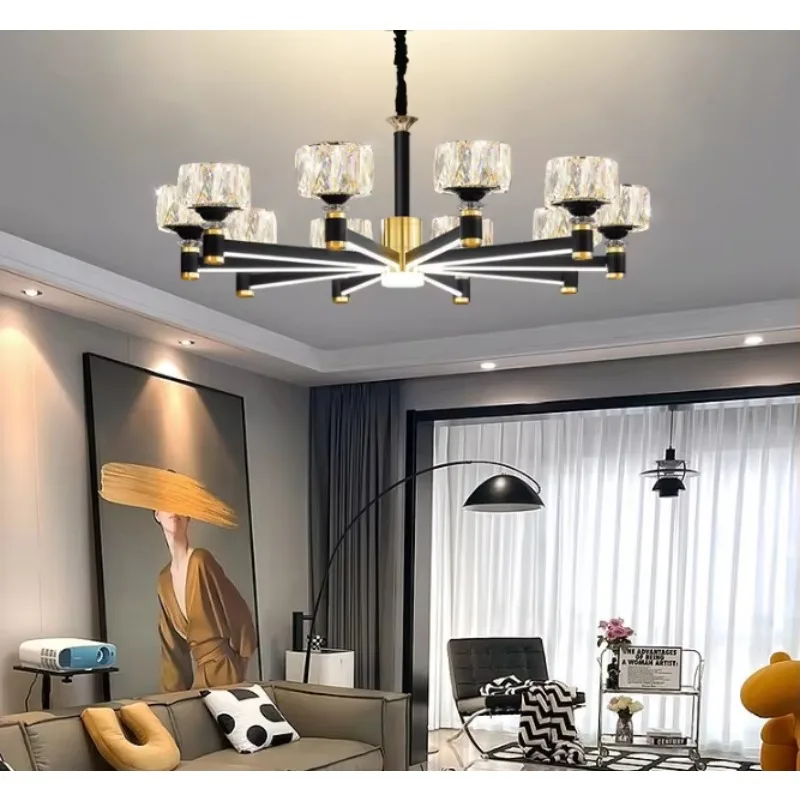 New Model Simple Modern Elegant Crystal Chandelier for Living Room Bedroom Light Luxury Zhongshan Lighting Package Middle