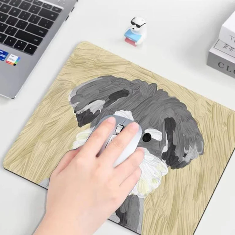 Cute Puppy Mouse Pad Anti-Slip Natural Rubber Lockedge Mousepad Cartoon Dog Office Home Laptop Computer Portable Small Mouse Mat