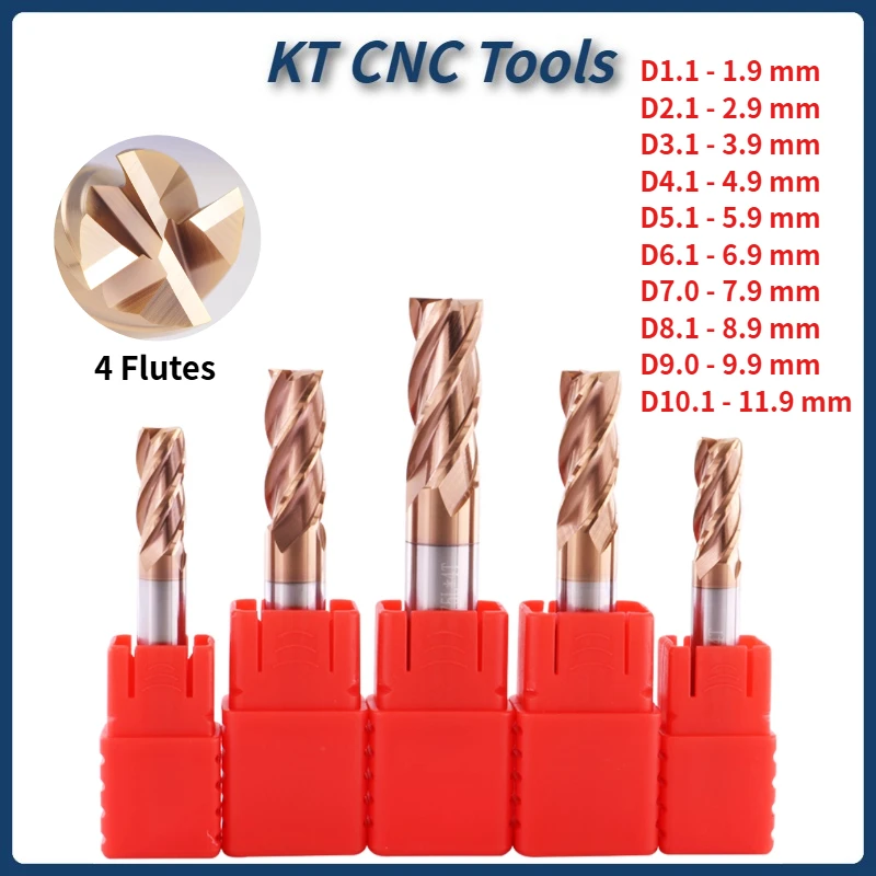 

D1.1mm 2.1mm Carbide End Mill HRC60 4 Flutes Decimal Point CNC Milling Tools Tungsten Carbide Steel Milling D1.1-D15.4mm