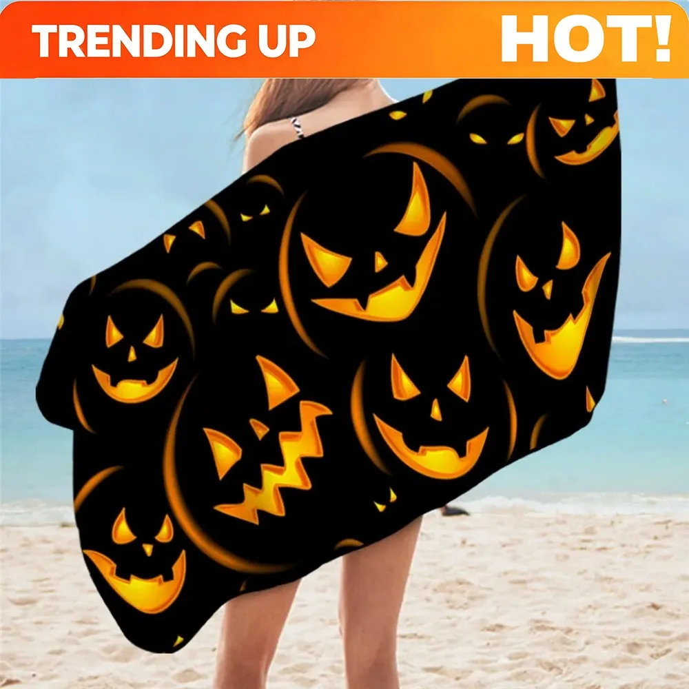 Customize BeddingOutlet Halloween Bath Towel Microfiber Pumpkin Beach Towel for Kid Black Cat Bathroom Blanket Candy Serviette D