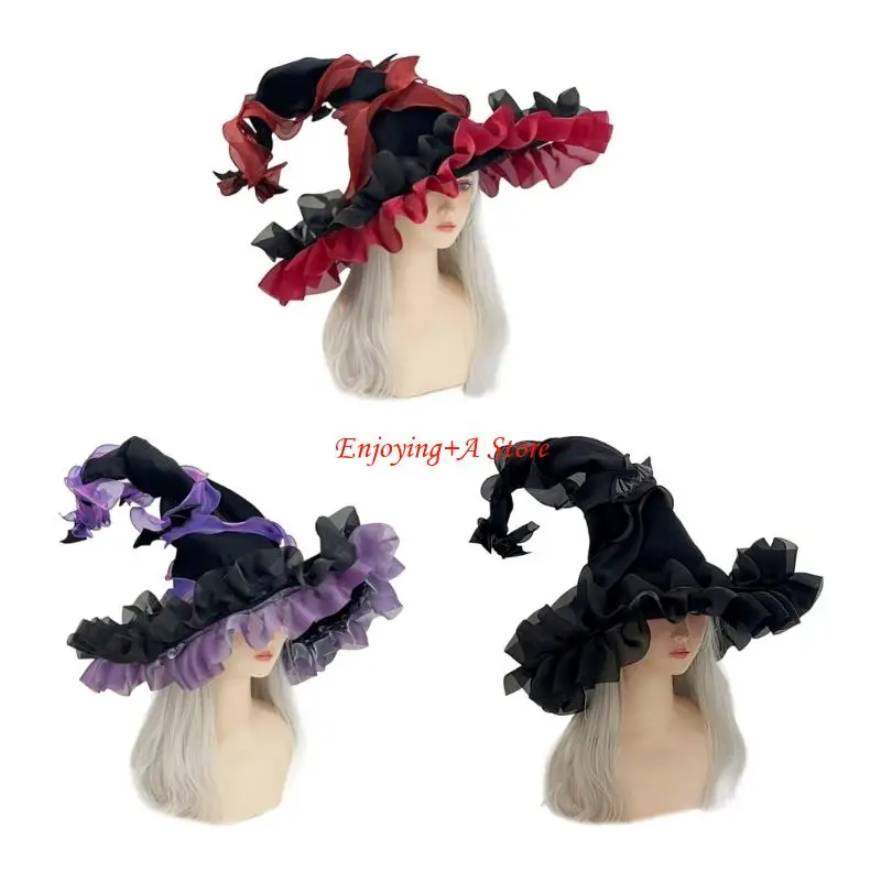 

PXPB Adjustable Witch Costume Hat Lightweight Comfortable Fabric Elastic Band For Halloween Parties Cosplay Event And Themed