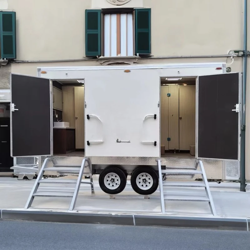 High Quality Two-Stall Mobile Restroom Trailer Portable Outdoor Mobile Toilets for Apartment Use