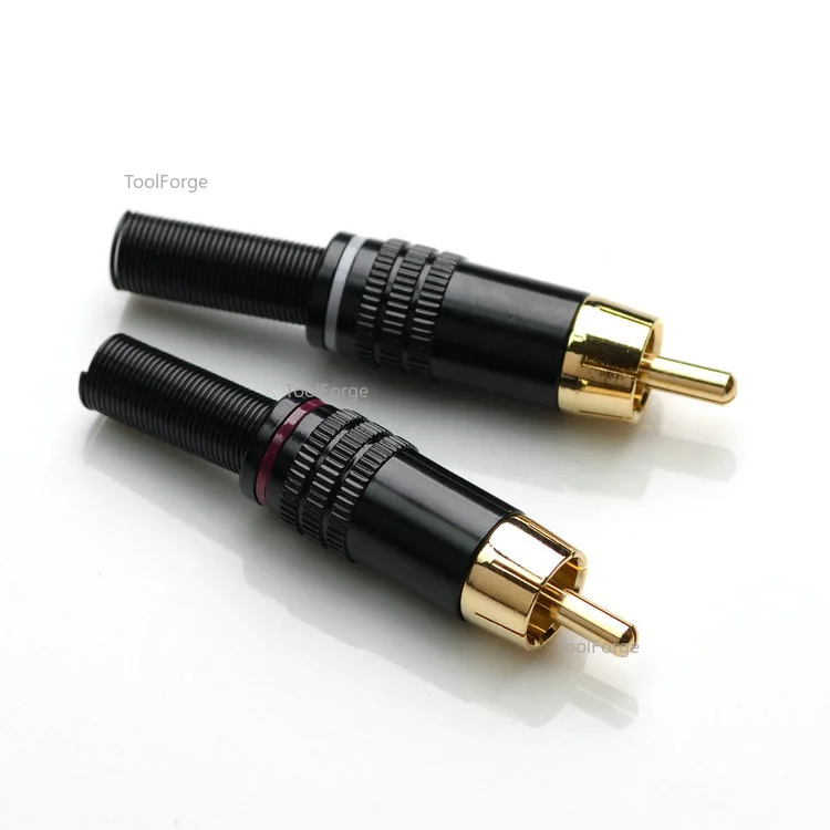 

10 шт./50 шт./100 шт. медный разъем RCA аудио штекер позолоченный разъем с металлическим пружинным адаптером