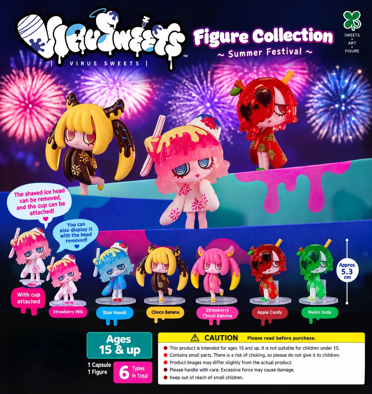 Oryginalne zabawki w kapsułkach Kawaii VIRUSWEETS Figurki z kolekcji Festiwalu Letniego Owocowe Czekoladowe Desery Ozdoby na Biurko Prezenty Gasha