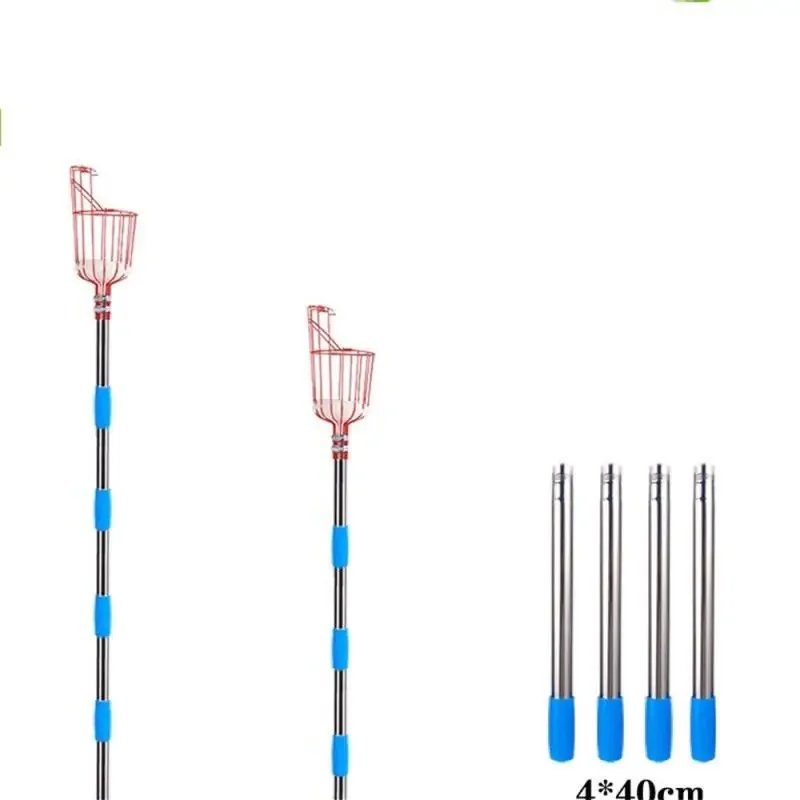 Садовая корзина для сбора фруктов с телескопической выдвижной шест для сбора фруктов, комбайн с нескользящей рукояткой, высокая высота