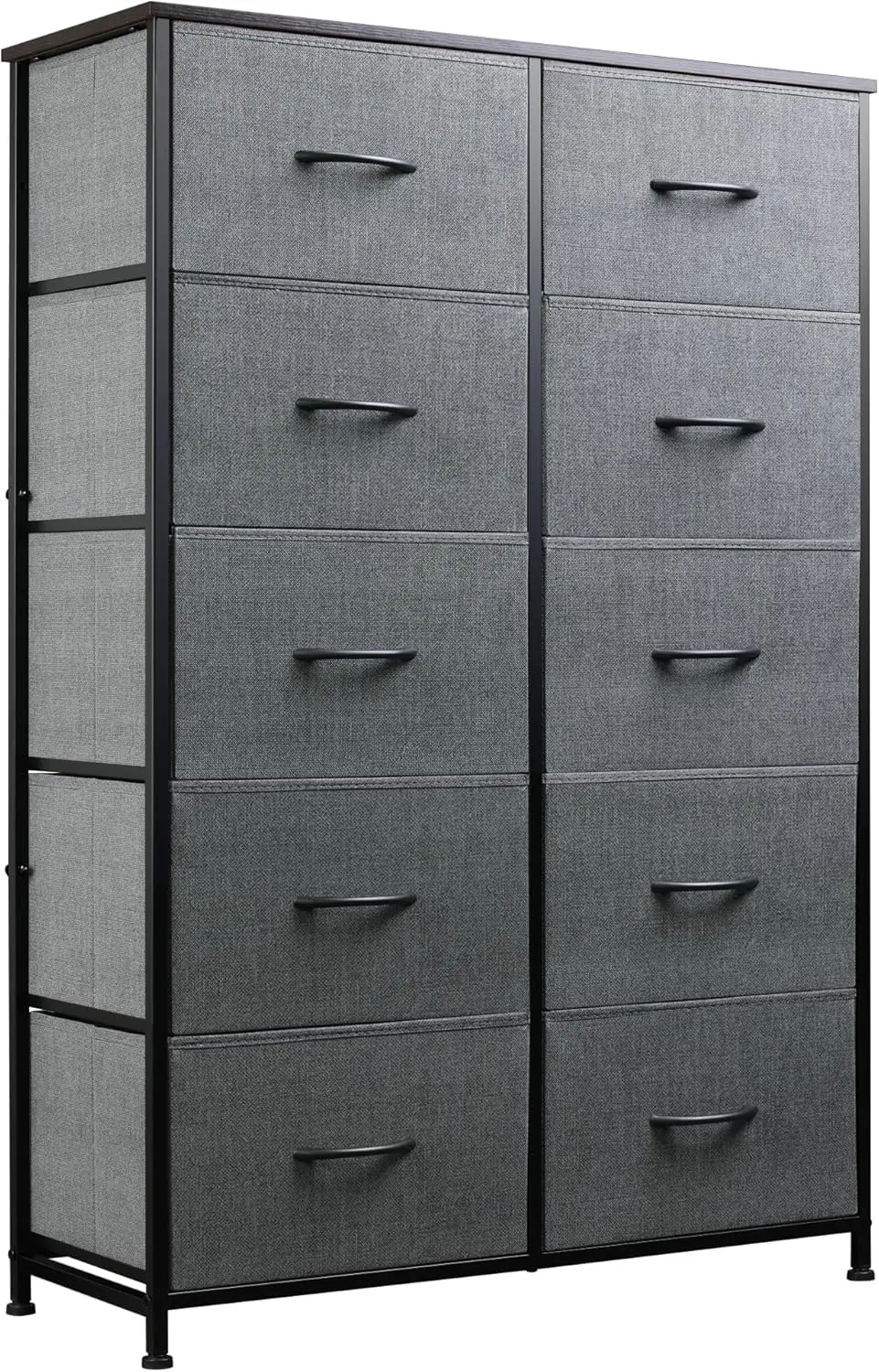 

Grey Dresser for Bedroom with 10 Fabric Drawers Tall Organizer Units for Living Room Clothing Closet Storage Tower with Cabinet