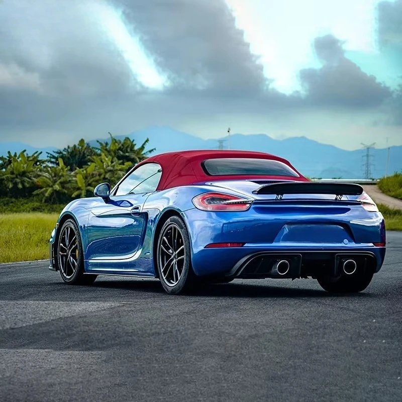 For 718 Boxster 981 Upgrade GT4 RS Spydes Front Bumper Body Kit with PP Material Car Grille and Rear Diffuser New Condition 6