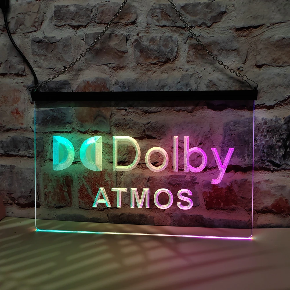 Dolby Atmos-LED-Neonschild mit Farbwechsel-Effekt, Perfekt für Heimdekoration und zum Schaffen von Partymood