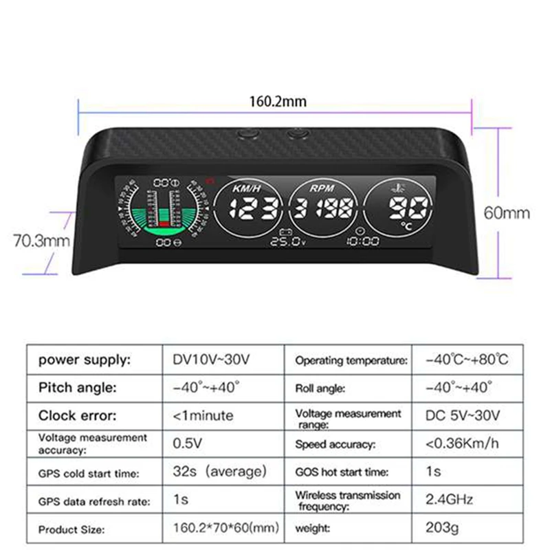 Car Water Temperature Display Car Horizontal Intelligent Display Speedometer Overspeed Alarm